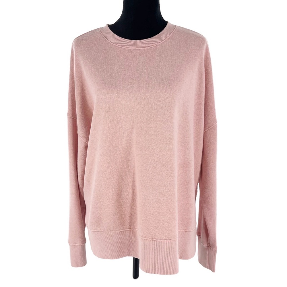 Time and Tru Women’s Pink Crew Neck Oversized High Low Sweatshirt Top XL EUC